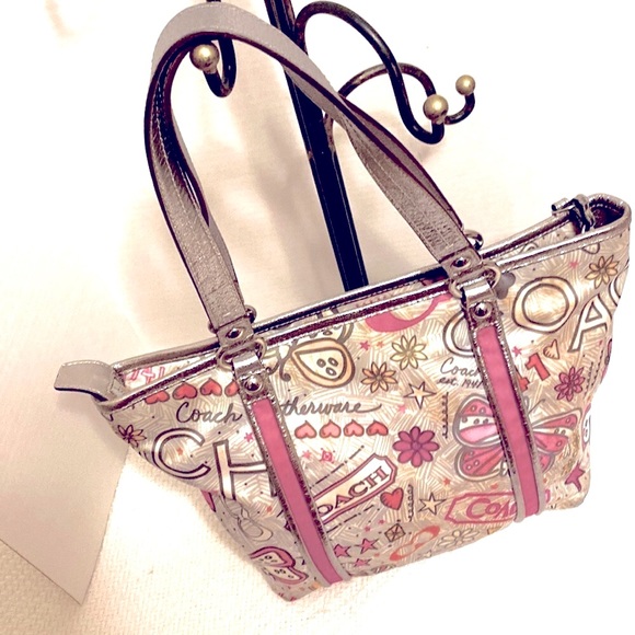 💕Coach Legacy Butterfly Floral Tea Rose Daisy Signature Shoulder Like New!!! - Picture 4 of 12